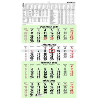 Zettler 4-Monatskalender 959 Recycling, 30 x 59cm, schwarz/blau, 2025