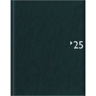 Zettler Buchkalender 732 Silverline, 1W/1S, 21x26,5cm Hardcover, anthrazit, 2025