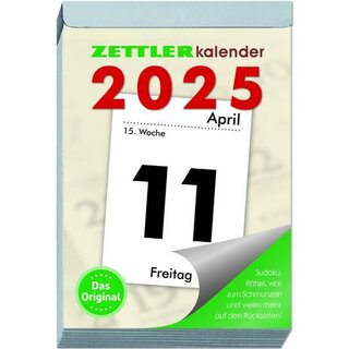 Zettler Abreikalender 313 XXL, 1T/1S, Rckseite bedruckt, A6, 2025