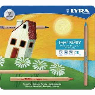 Farbstift Lyra 3711180, Super Ferby, farbig sortiert, Metalletui mit 18 Stck